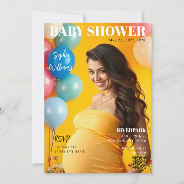 Invitation Couverture du magazine baby shower (Devant)