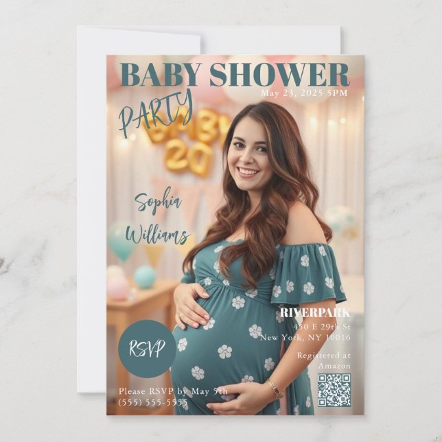Invitation Couverture du magazine baby shower (Devant)