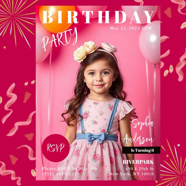 Invitation Couverture du magazine de fête d'anniversaire (Birthday Party Magazine Cover Invitation )