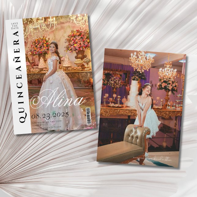 Invitation Couverture du magazine éditorial quinceanera Enreg (Créateur téléchargé)