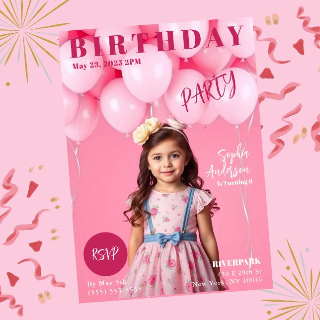 Invitation Couverture du magazine Filles Anniversaire (Girls Birthday Party Magazine Cover Invitation)