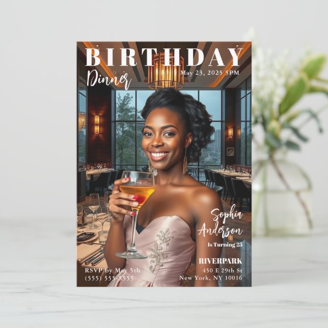 Invitation Couverture Magazine Anniversaire Dîner (Debout devant)