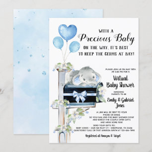 Invitation Covil Baby shower petit éléphant