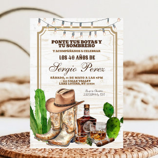 Invitation Cow-boy Adulte Homme Mexicain Espagnol