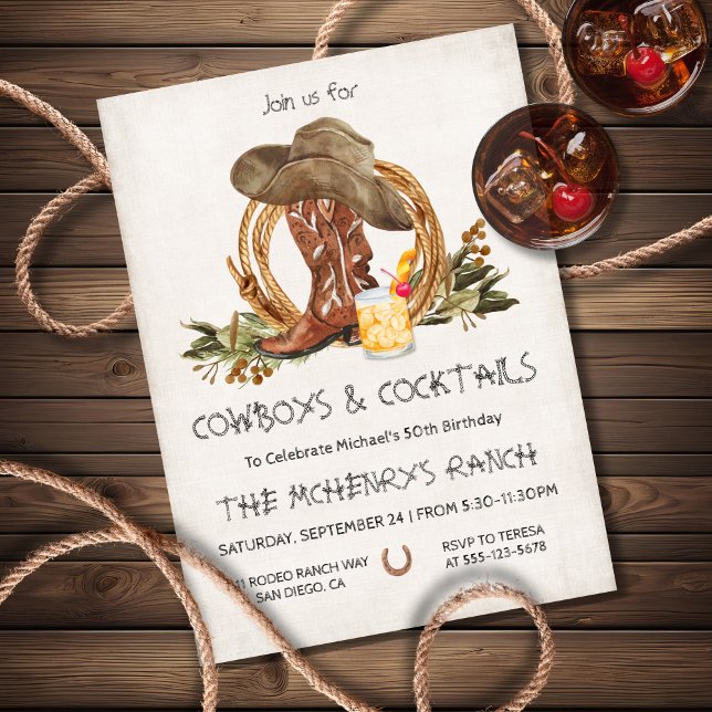 Invitation Cow-boys rustiques et cocktails Party (Créateur téléchargé)