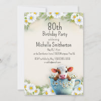 Cow Daisy Covered Tea Cup 80e Anniversaire