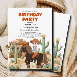 Invitation Cowboy à cheval 2e fête d'anniversaire