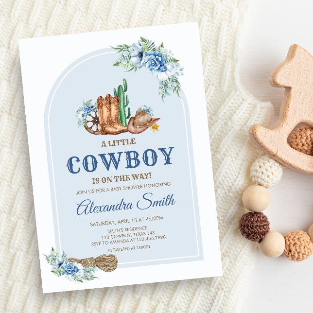 Invitation Cowboy Baby Shower (A Little Cowboy Baby Shower Invitation)