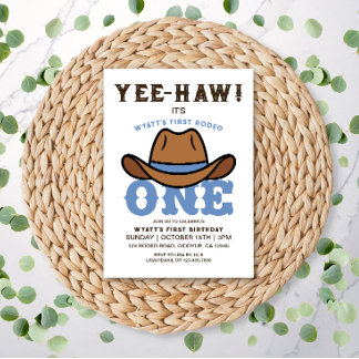 Invitation Cowboy Blue Premier Rodéo Premier anniversaire