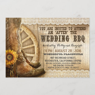 Invitation Cowboy Boots Country Western Après BBQ Mariage