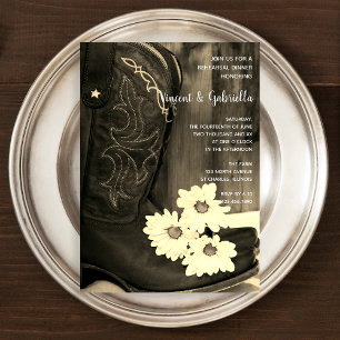 Invitation Cowboy Boots Daisy Dîner de répétition Mariage Sep
