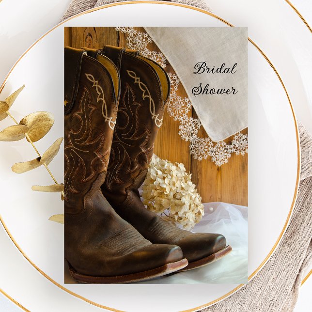 Invitation Cowboy Boots Lace Pays Fête des mariées Ouest (Créateur téléchargé)