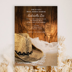 Invitation Cowboy Casquette et Barn Wood Fête des mariées occ