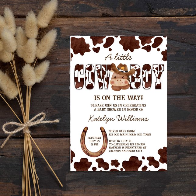 Invitation Cowboy cheval de bébé mignon baby shower de l'oues (Cowboy cute baby horse western country baby shower invitation template digital download cow pattern)