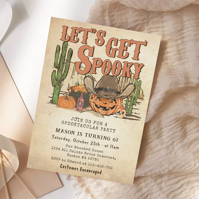 Invitation Cowboy Citrouille Halloween Anniversaire Obtenons  (Créateur téléchargé)