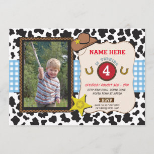 Invitation Cowboy Cowgirl Photo Birthday Party Sherif Invitat