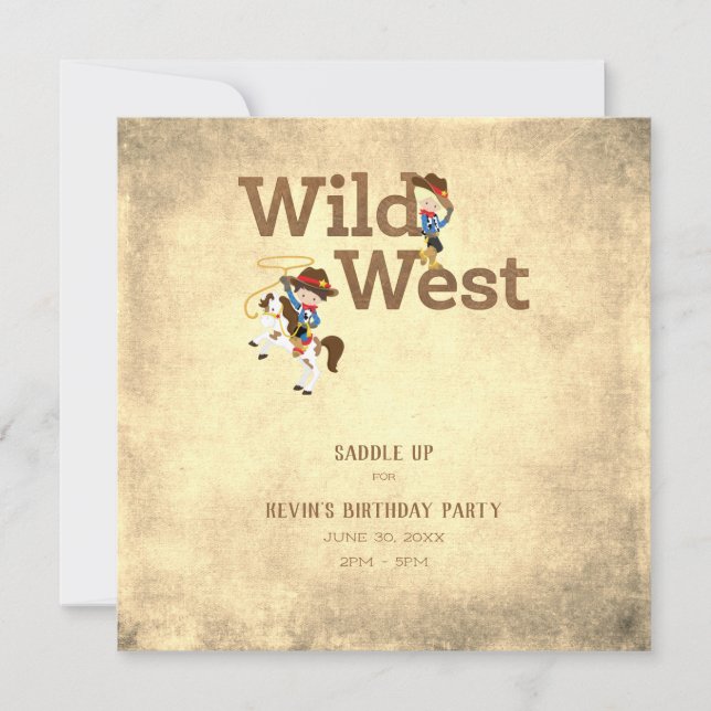 Invitation Cowboy Cowgirl Wild West fête d'anniversaire de l' (Devant)