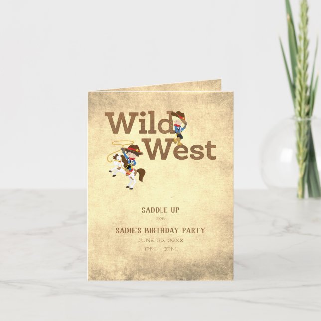 Invitation Cowboy Cowgirl Wild West fête d'anniversaire de l' (Devant)
