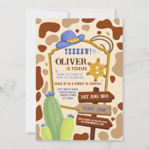 Invitation Cowboy fête d'anniversaire Western Blue Boys