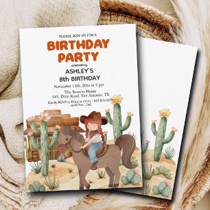 Invitation Cowboy Girl on Horse 8e fête d'anniversaire