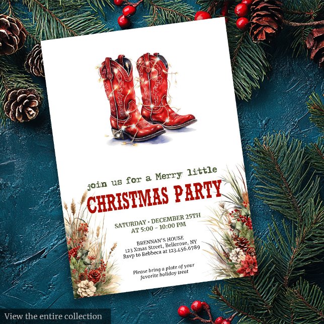 Invitation Cowboy Hat and Boots Christmas Party Invite (Cowboy Hat and Boots Christmas Party Invite)