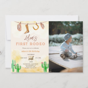 Invitation Cowboy Neutral Photo Sud Premier anniversaire