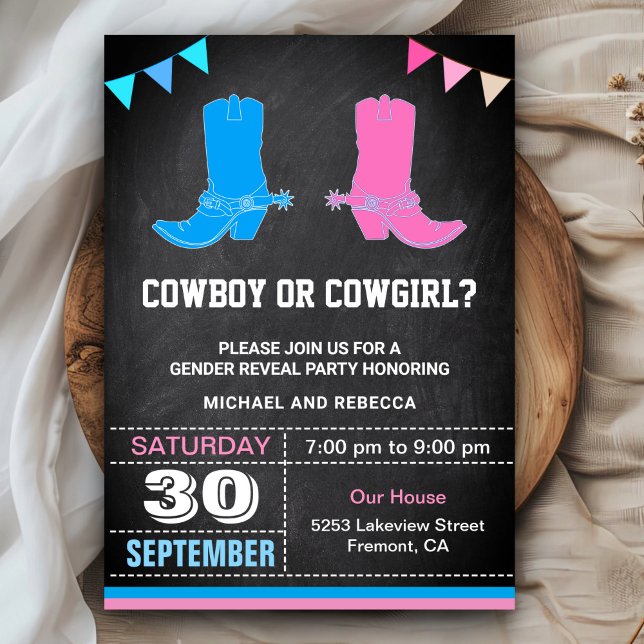 Invitation Cowboy ou Cowgirl Gender Revevela Party (Créateur téléchargé)