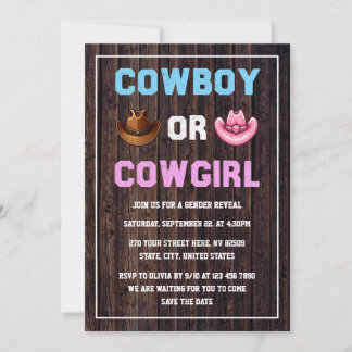 Invitation Cowboy ou Cowgirl Révélation occidentale de genre