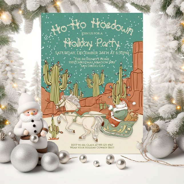 Invitation Cowboy Père Noël Holiday Hoedown Christmas Party (Créateur téléchargé)