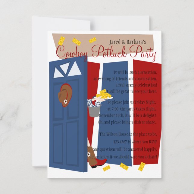 Invitation Cowboy Potluck Party (Devant)