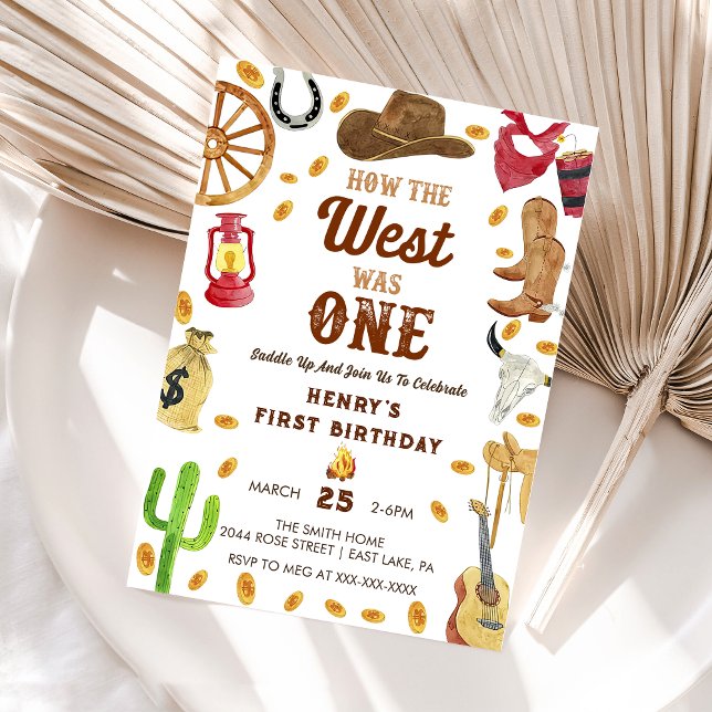 Invitation Cowboy Rodeo 1er Anniversaire Comment l'Occident é (Créateur téléchargé)