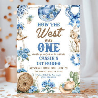 Invitation Cowboy Rodeo 1st Birthday How The West Was One