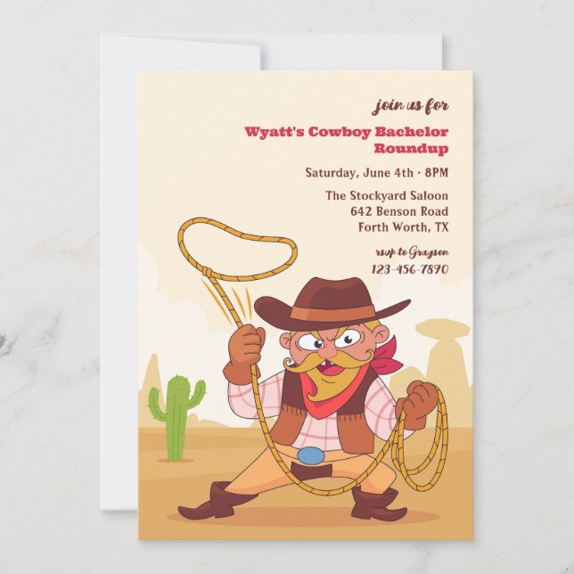 Invitation Cowboy Roundup Bachelor Party (Devant)