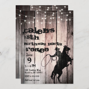 Invitation Cowboy Rustic Wood Grange Pays Fête d'anniversaire