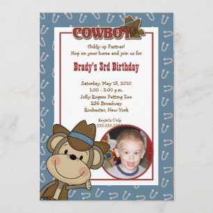 Invitation Cowboy singe occidental 5x7 *PHOTO* Anniversaire