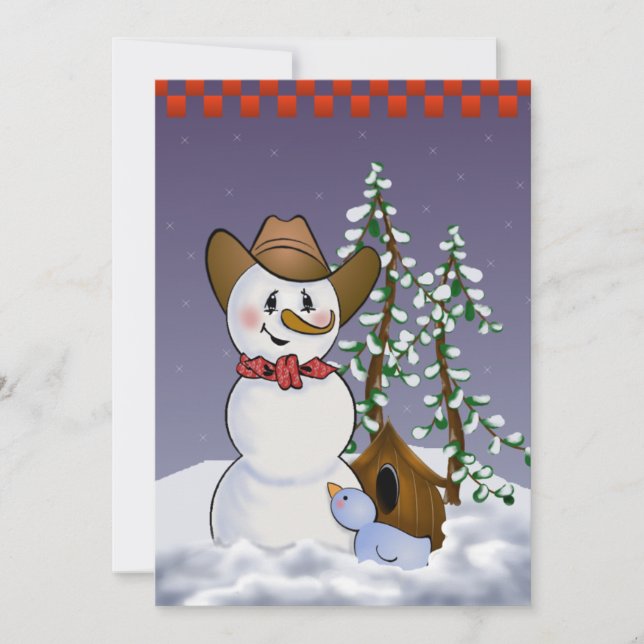 Invitation Cowboy Snowman Nouvel An (Devant)