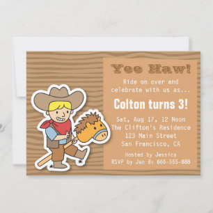 Invitation Cowboy sur une fête d'anniversaire de garçons de