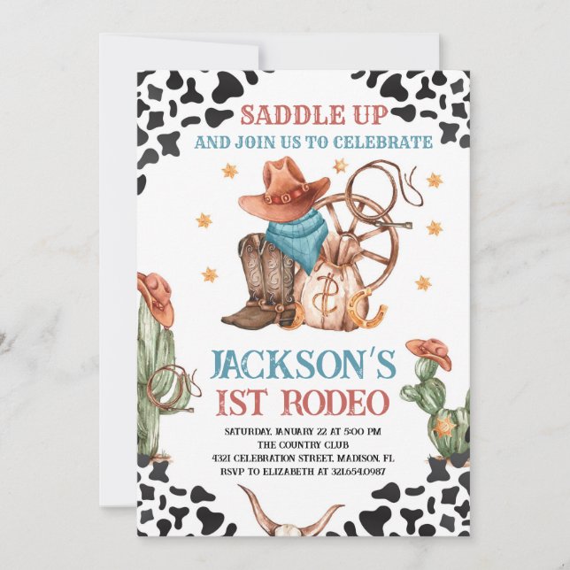 Invitation Cowboy Western 1er Rodeo Anniversaire (Devant)