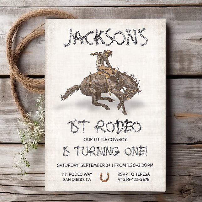 Invitation Cowboy western 1st Rodeo Birthday Bronco Bucking (Créateur téléchargé)