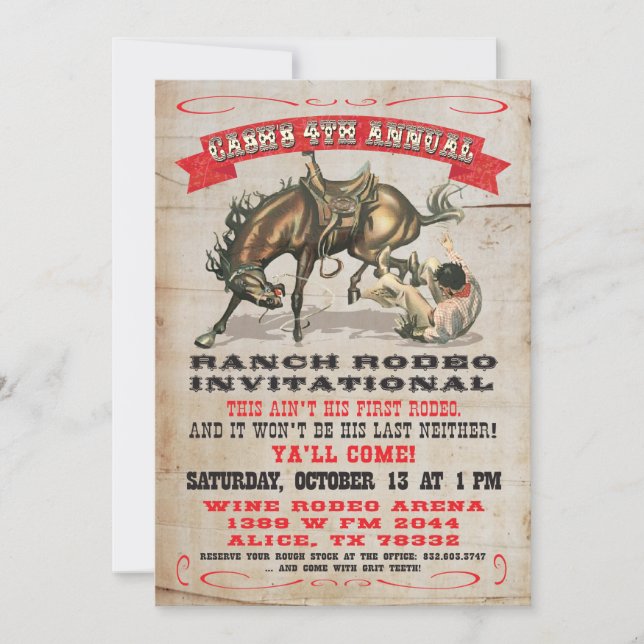 Invitation Cowboy Western Anniversaire Party pour Marion (Devant)