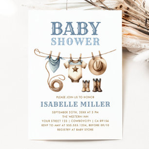 Invitation Cowboy Western Clothesline Baby Boy Baby shower