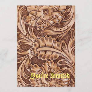Invitation cowboy western country motif à outils cuir