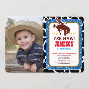 Invitation Cowboy Western Old West Anniversaire Photo Invitat