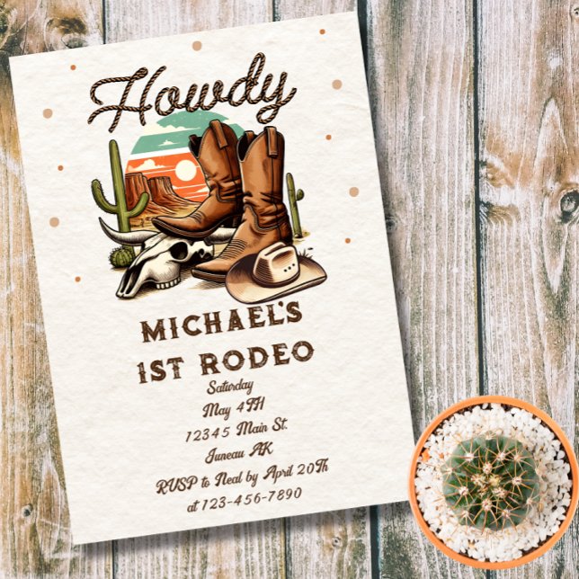 Invitation Cowboy Western Rodeo Enfants d'anniversaire (Créateur téléchargé)