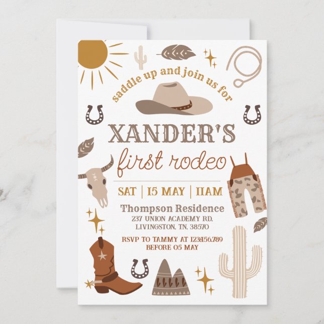 Invitation Cowboy Western Wild West 1er anniversaire (Devant)