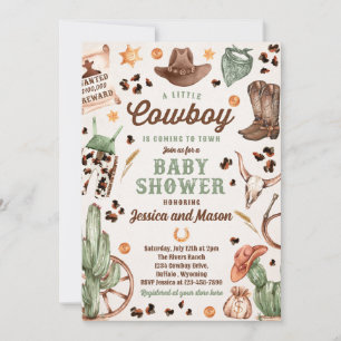 Invitation Cowboy Wild West Rodeo Ranch Baby shower garçon