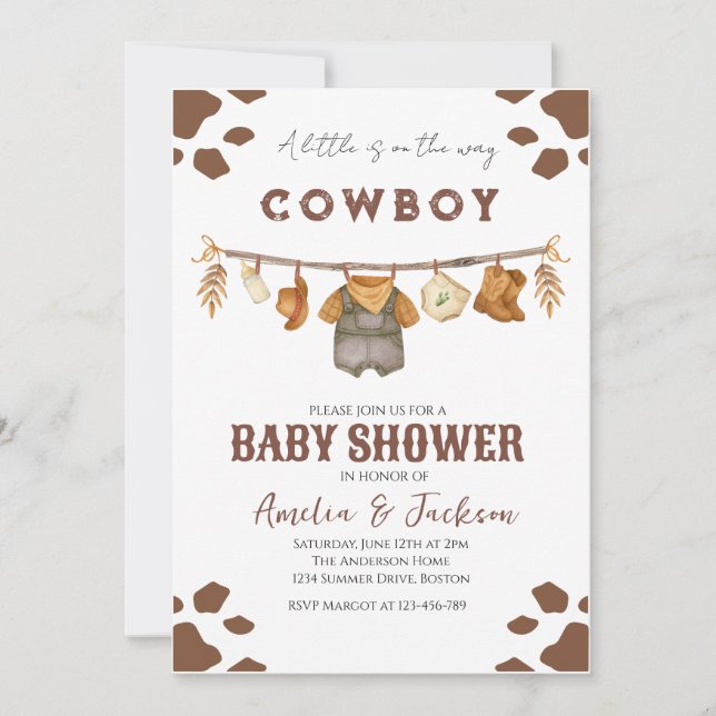 Invitation Cowboy Wild West Rodeo Western Boy Baby shower (Devant)