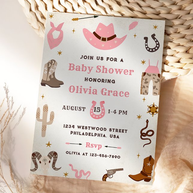 Invitation Cowboy Wild West Rodeo Western Girl Baby shower (Créateur téléchargé)