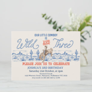 Invitation Cowby Blue Rodeo Wild et Trois 3ème Anniversaire 