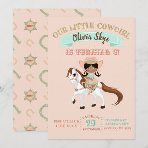 Invitation Cowgirl à cheval Fille Anniversaire Ethnique